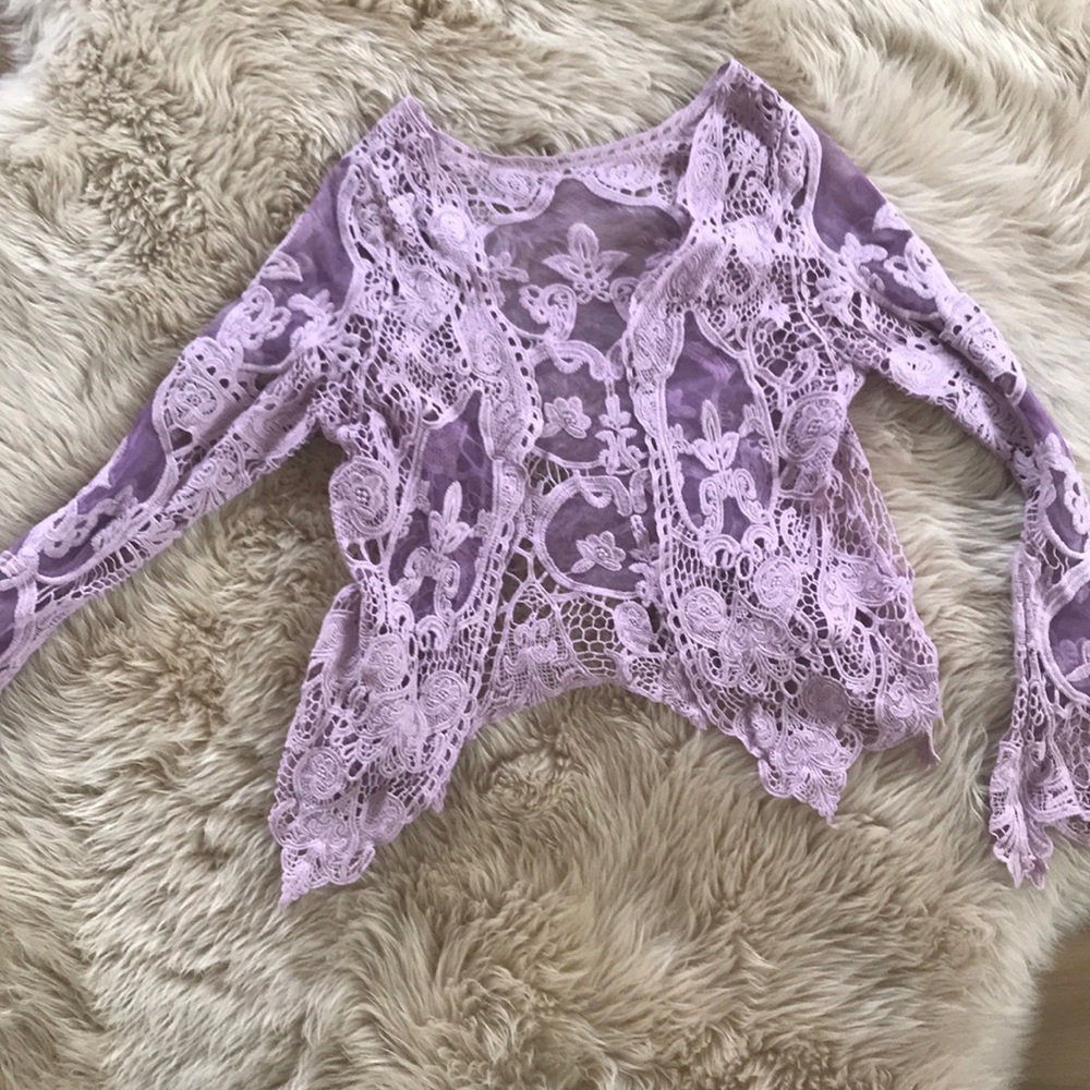 Kikiyo lavender lace cardigan